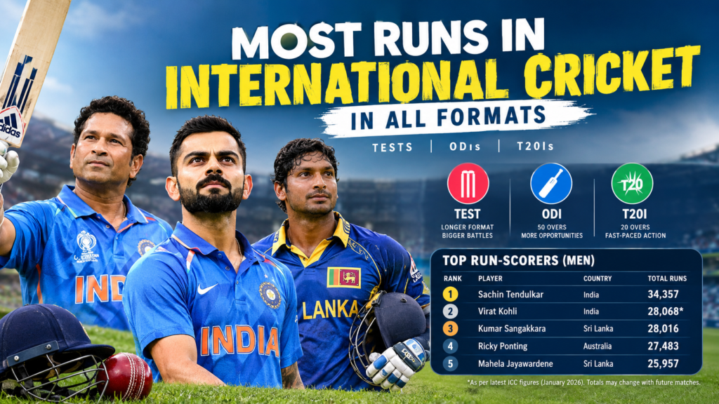 Most Runs in International Cricket in All Formats