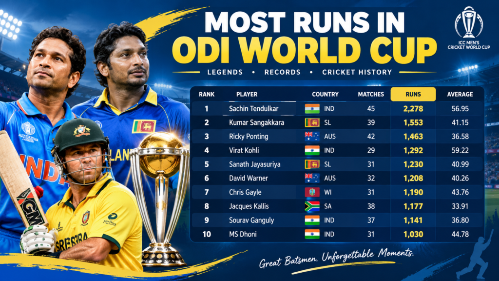 Most Runs in ODI World Cup